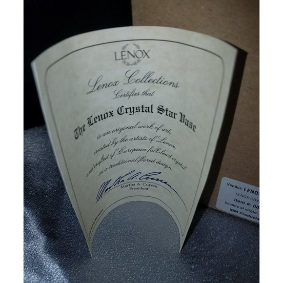 VTG LENOX  Cut Crystal Bud Vase 4 1/8"  w/original sticker box certificate NWB - Picture 4 of 4